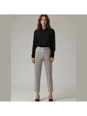 Massimo Fabbro Italy Plaid Academia Stretch Straight Leg Pull On Crop Pants